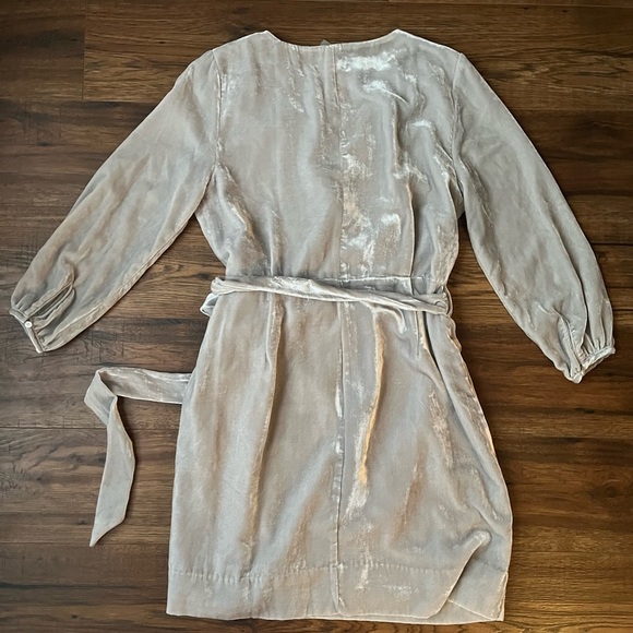 NWT J Crew Silver Velvet Wrap  Dress - Picture 8 of 9